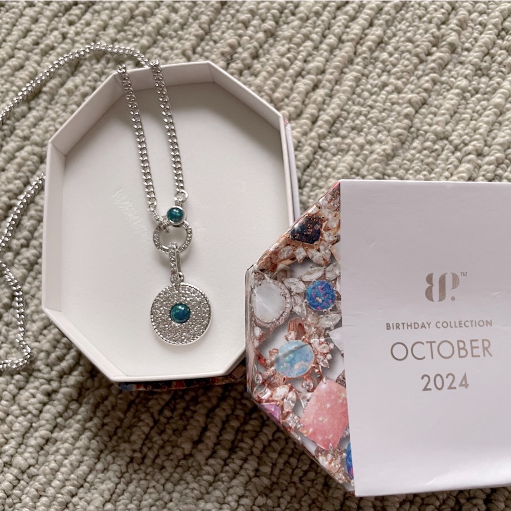 BP Silver Necklace with Blue Gemstones